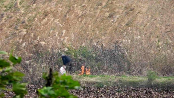 Sazlık alanda yangın çıkartan şahıs suçüstü yakalandı