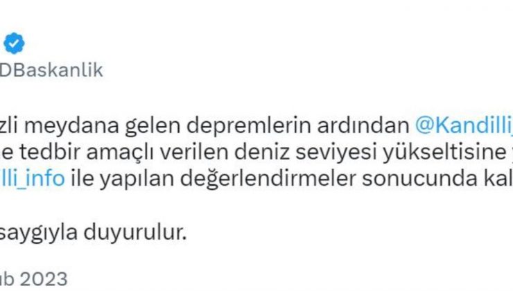 Afad: “Deniz Düzeyi Yükseltisine Yönelik İhtar Kandilli Rasathanesi ile Yapılan Değerlendirmeler Sonucu Kaldırılmıştır”