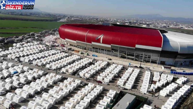 Hatay’da kurulan çadır kent ve yardım merkezi havadan görüntülendi