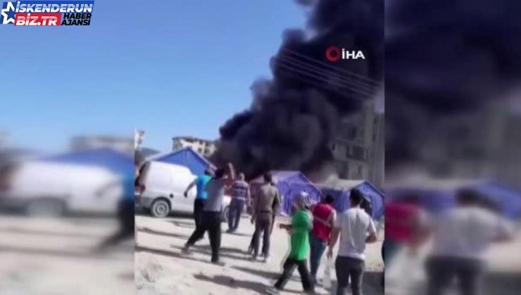 Hatay’da çadır kentte yangın… Dumanlar gökyüzünü kapladı