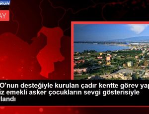 NATO’nun dayanağıyla kurulan çadır kentte vazife yapan İngiliz emekli asker çocukların sevgi gösterisiyle uğurlandı