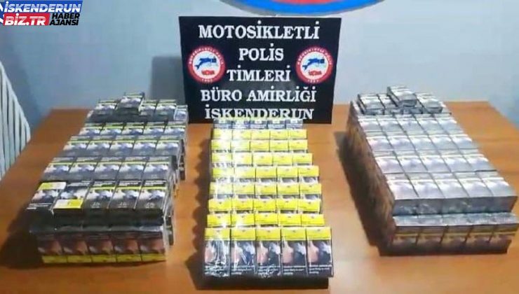 Hatay’da polis, ‘dur’ ihtarına uymayan motosikleti kovalamaca sonucu yakaladı, 400 paket kaçak sigara ele geçirildi