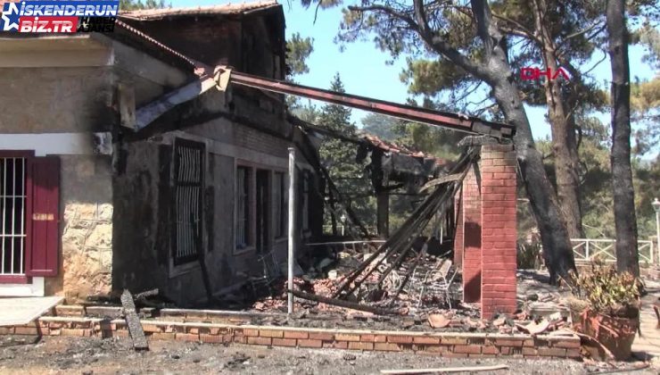 Hatay’ın Belen ilçesinde çıkan yangında 7 mesken ve 4 araç yanarak hasar gördü