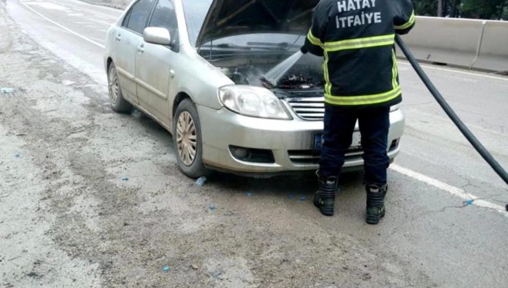 Belen ilçesinde araba yangını söndürüldü