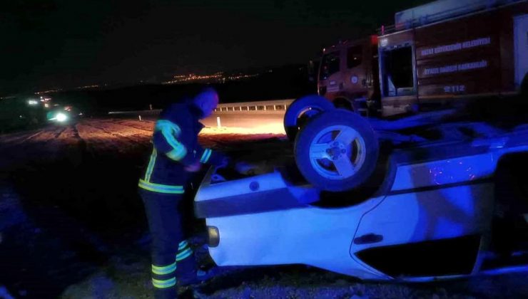 Hatay’da araba takla attı, şoför yaralandı