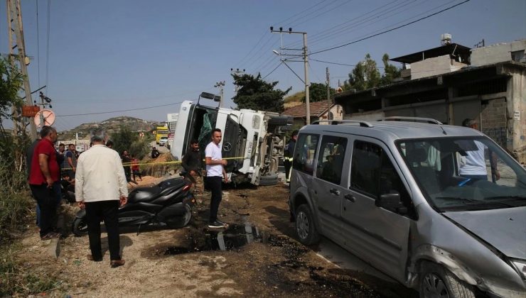 Hatay’da freni arızalanan kamyonun çarptığı kazada 4 kişi yaralandı