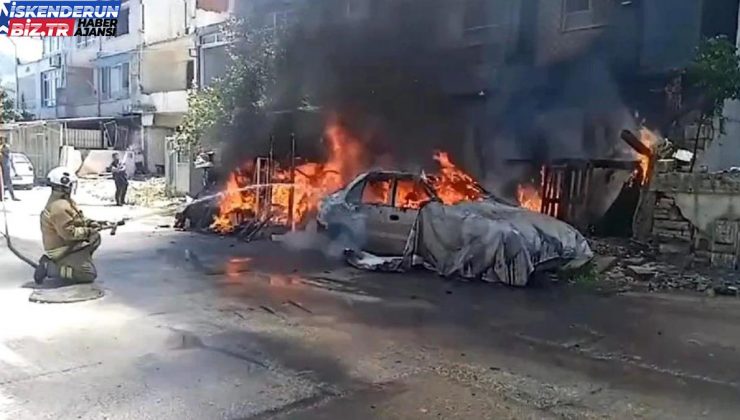 Antakya’da konut yangınında araç kullanılamaz hale geldi