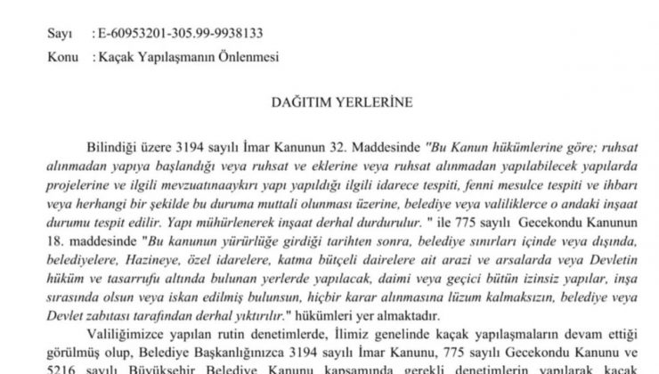 Hatay Valisi Mustafa Masatlı, Kaçak Yapılaşmayı Önlemek İçin Yıkım Kararı Aldı