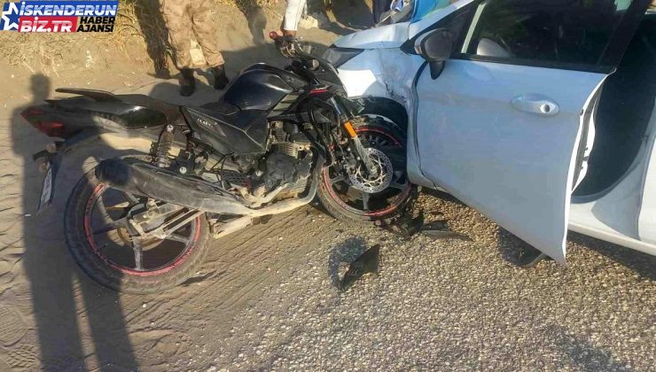 Hatay’da araba ile motosikletin çarpışması sonucu 1 kişi ağır yaralandı