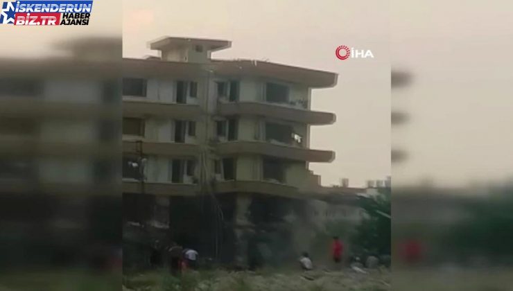 Denetimli olarak yıkılan 4 katlı binanın yerle bir olmasıyla yaşanan panik kamerada