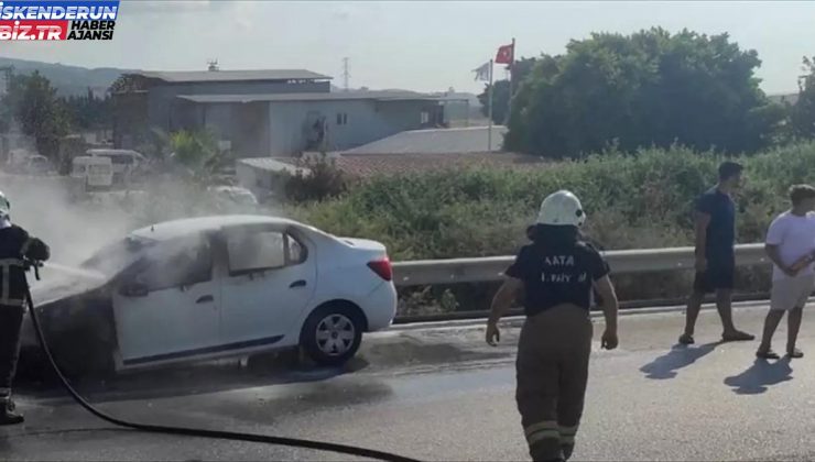 Hatay’ın Arsuz ilçesinde araba yangını söndürüldü