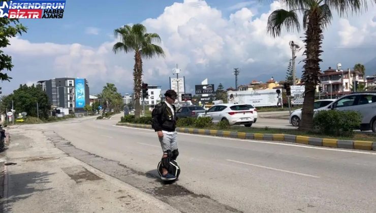 İskenderun’da Tek Tekerli Scooter ile Dikkat Çeken Vedat Akrilik