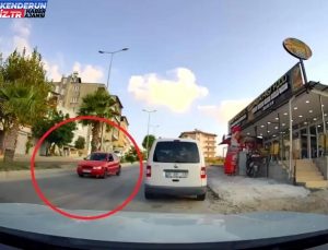 Defne’de Trafikte Karşıt Tarafa Giden Araç Şaşkınlık Yarattı