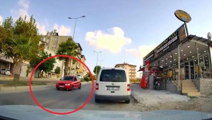 Defne’de Trafikte Karşıt Tarafa Giden Araç Şaşkınlık Yarattı