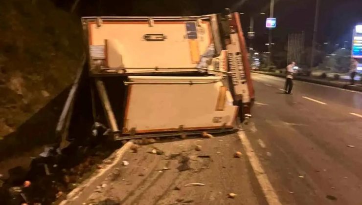 Hatay’da Freni Boşalan Tır Şarampole Devrildi