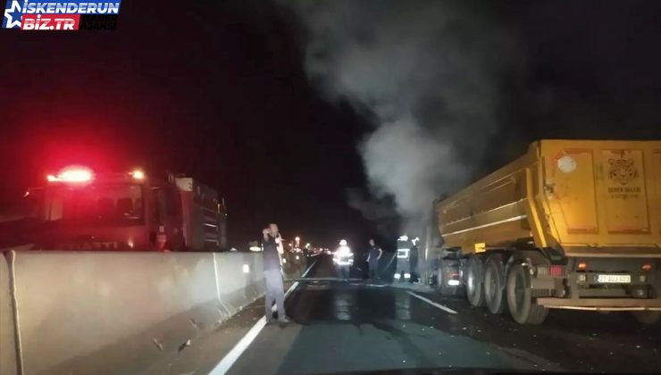 Hatay’da Seyir Halindeki Hafriyat Kamyonunda Yangın Çıktı